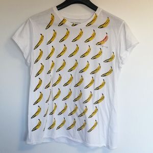 Andy Warhol banana print t shirt, vintage, cotton, sz sm/med, white/yellow
